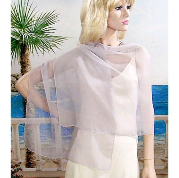 2 light blue / gray sheer scarf 100% polyester 20 x 60 inches each brand new - Picture 1 of 5